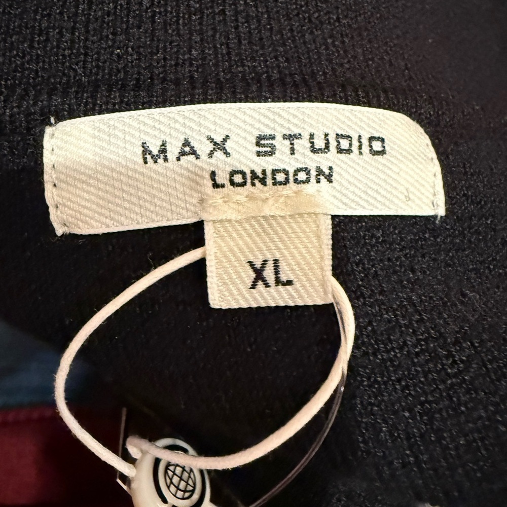 Max Studio London Black Bone Contrast Tipping Midi Sweater Dress XL NWT - Picture 9 of 15